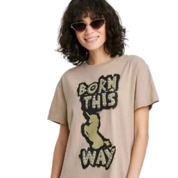 Born This Way Lady Gaga Beige Graphic T-Shirt - Picture 1 of 2